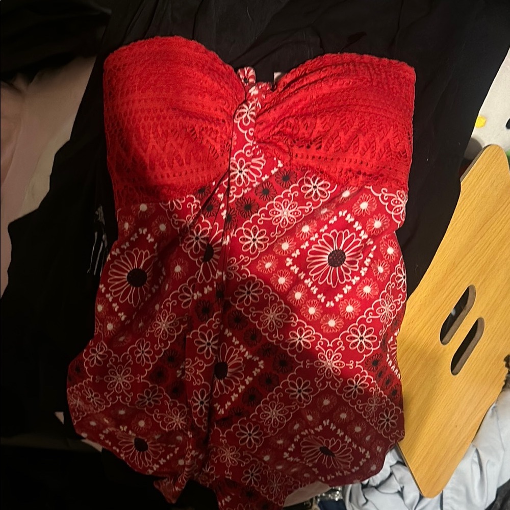 Red Floral Crop Top